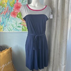 Bundle 5 items @ 10$, pay only 30$ - Navy and Gray Dress with Pink Accents